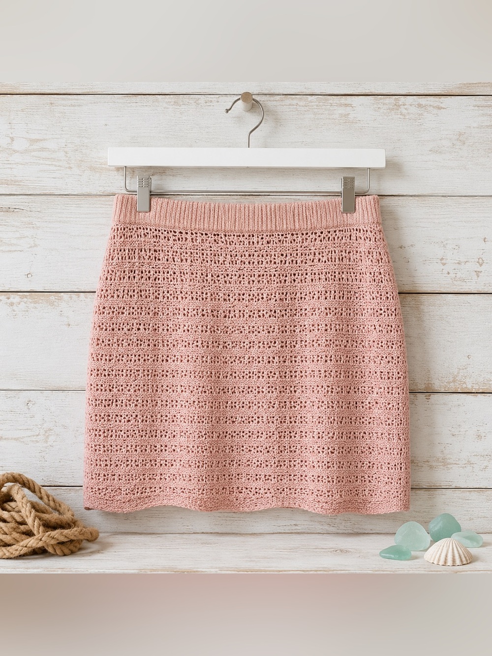 House of Harlow Blush Pink Pointelle Mini Skirt M NWOT